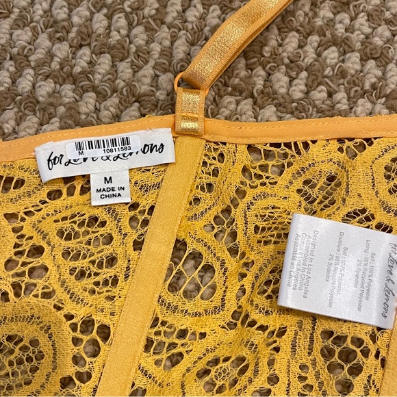 For Love & Lemons Sammie Bustier Crop Top Yellow Medium - Picture 8 of 8
